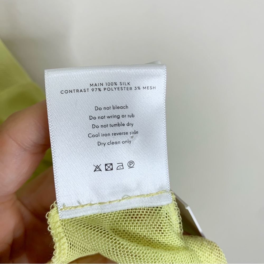 NEW Natalie Rolt Elodie Mini Dress (Sz 2 / US 6) Silk Satin Mesh Chartreuse - Picture 14 of 14